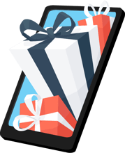 vector image of gifts in mobile