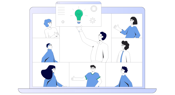 Vector image of generating ideas in company