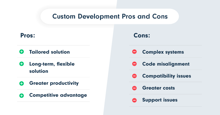 Custom Development Cons and Pros